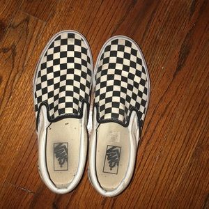 black&white checkerboard slipon vans